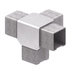 Plaque de base en acier inoxydable pour tube carré - 2 pièces avec  couvercle - Plaque de base